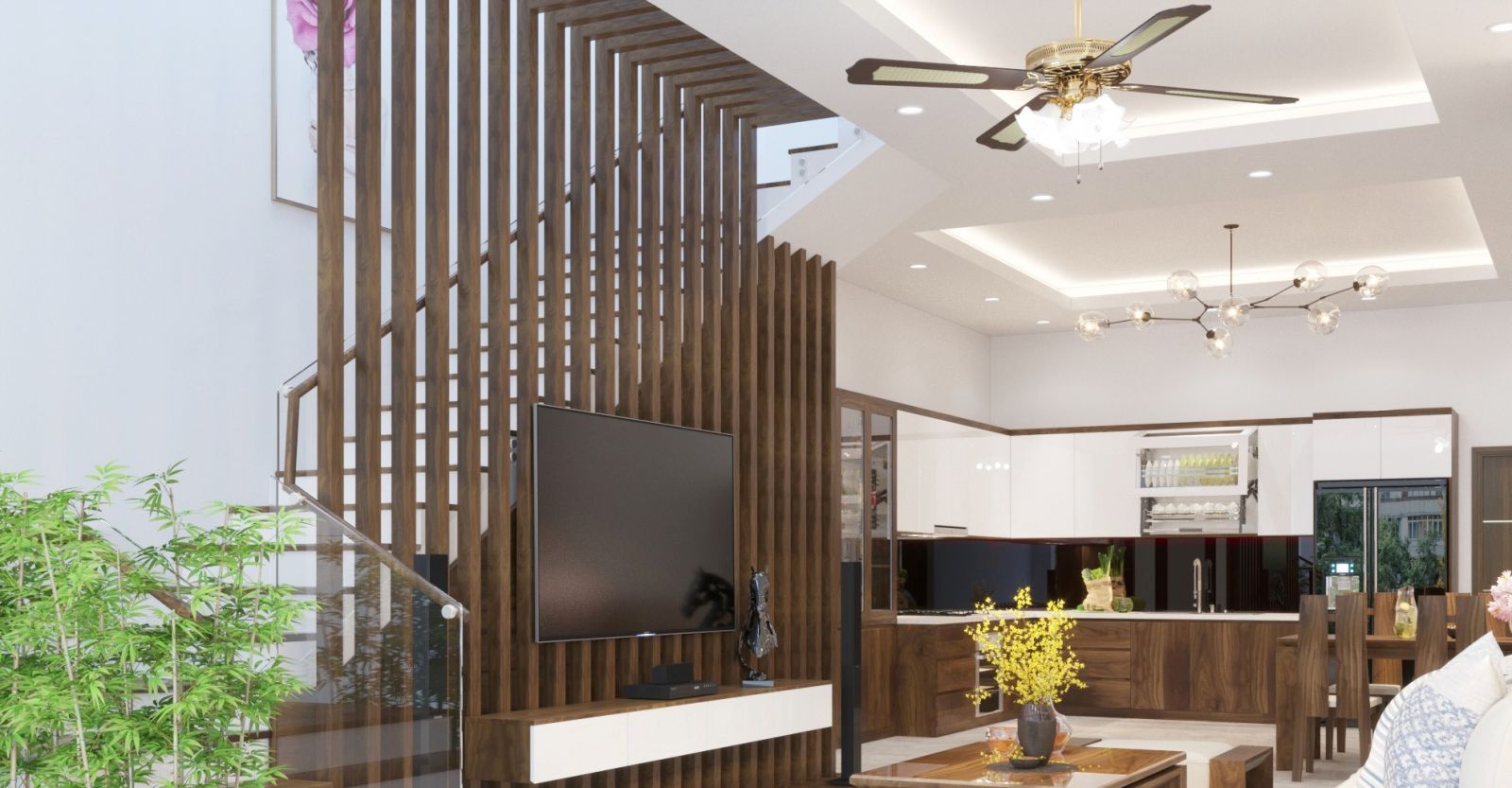 Vách ngăn thanh lam bằng gỗ