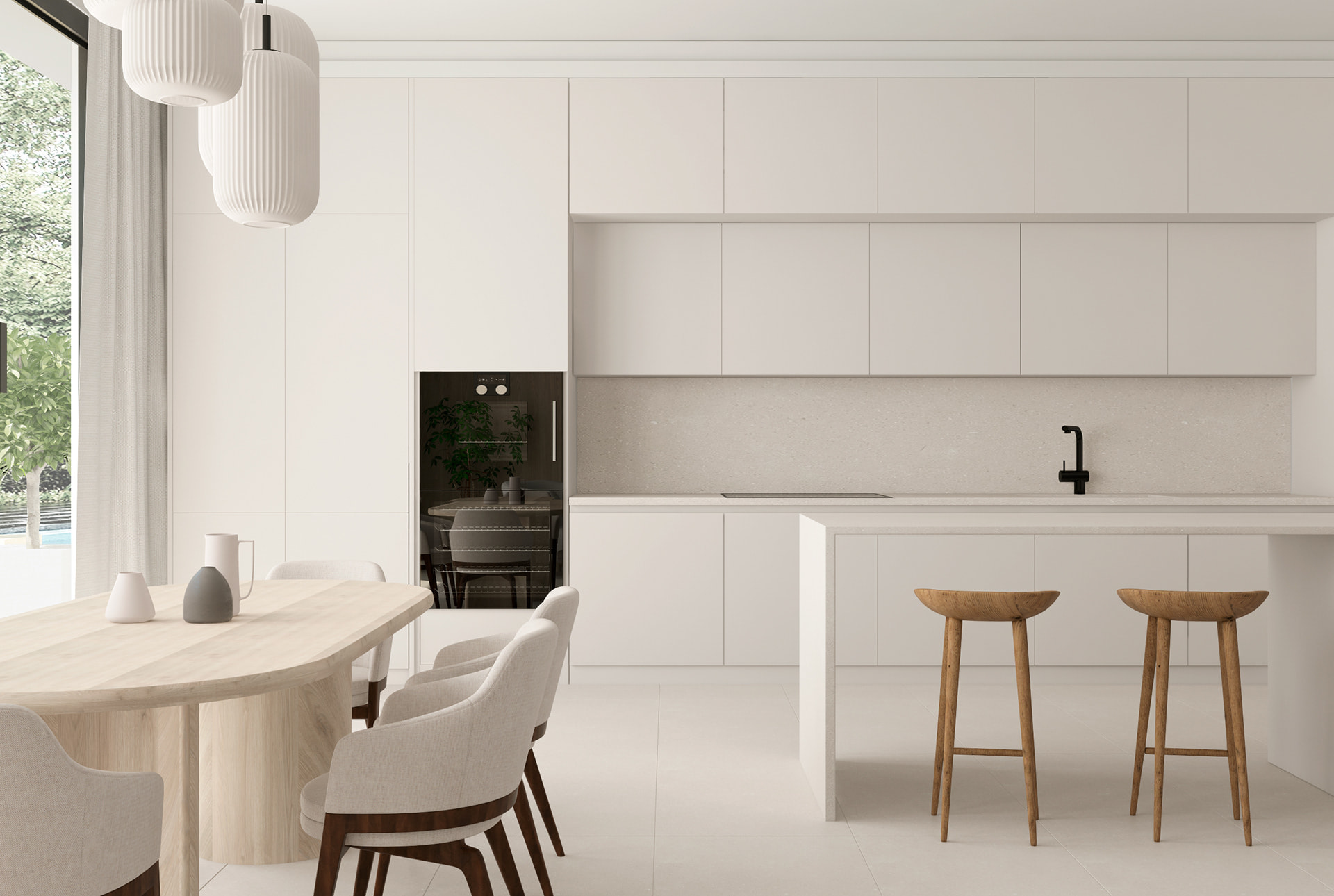 Thiết kế nội thất phòng bếp nhà ống theo phong cách tối giản
