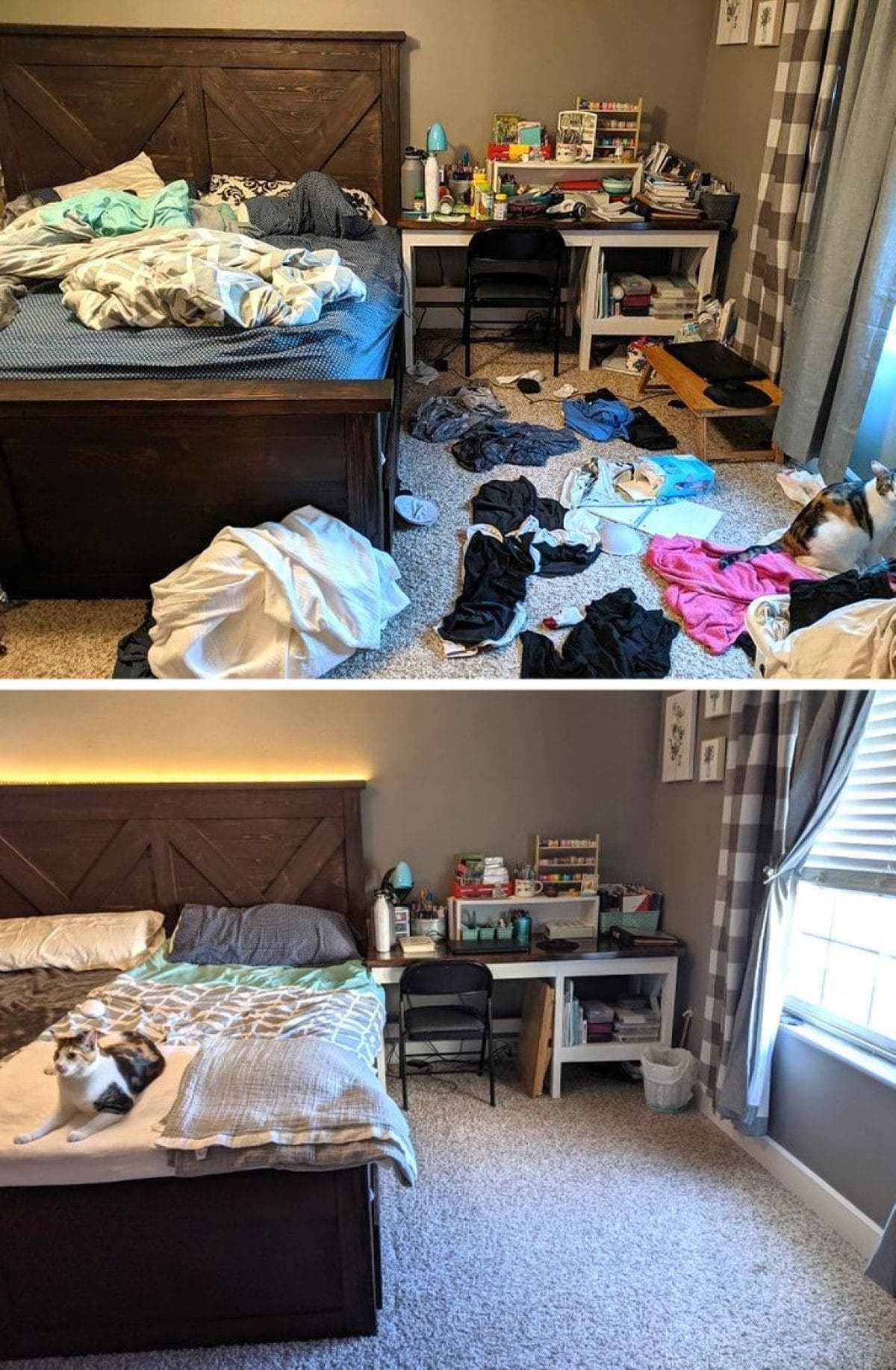 Cải tạo phòng ngủ dọn dẹp đồ sạch sẽ