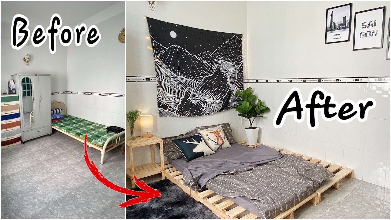 Trang trí phòng ngủ với tranh treo, cây cỏ