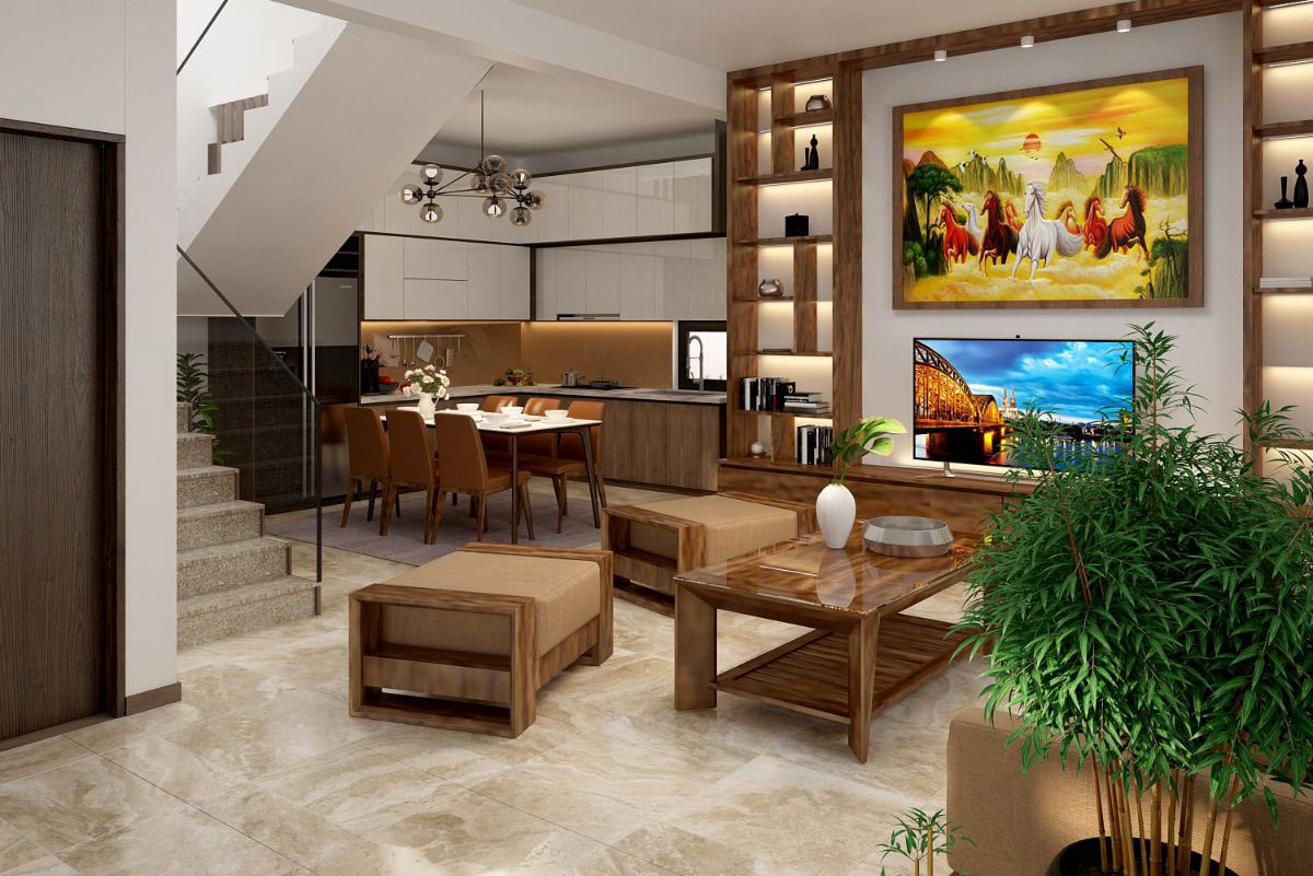 Sử dụng tranh treo tường tạo điểm nhấn cho phòng ăn