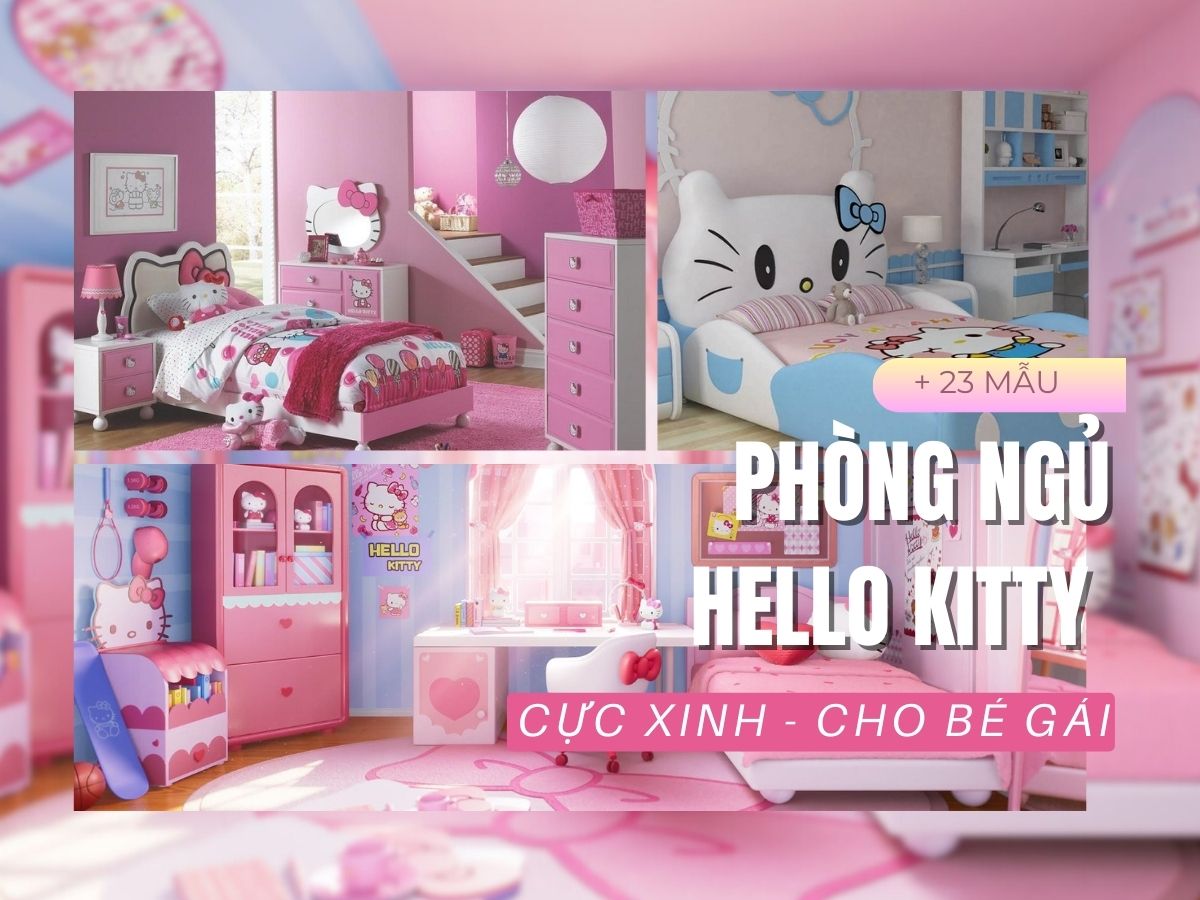 [Tham khảo] 23 Mẫu phòng Hello Kitty cực xinh phù hợp cho bé gái