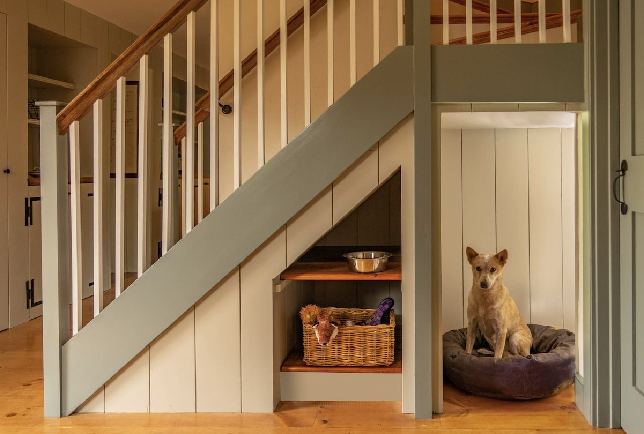 8 Ý tưởng trang trí gầm cầu thang cực đẹp mắt - tiện nghi 23 Sử dụng gầm cầu thang làm chỗ ngủ cho thú cưng