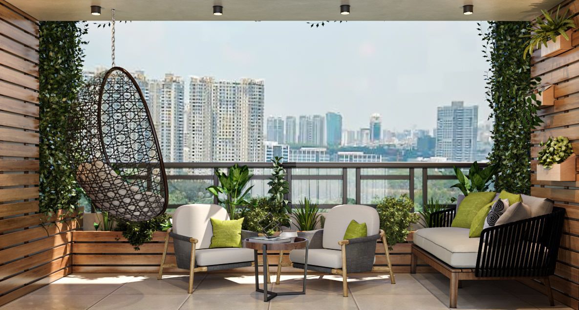 Thêm xích đu cho ban công cũng là ý tưởng phổ biến hiện nay