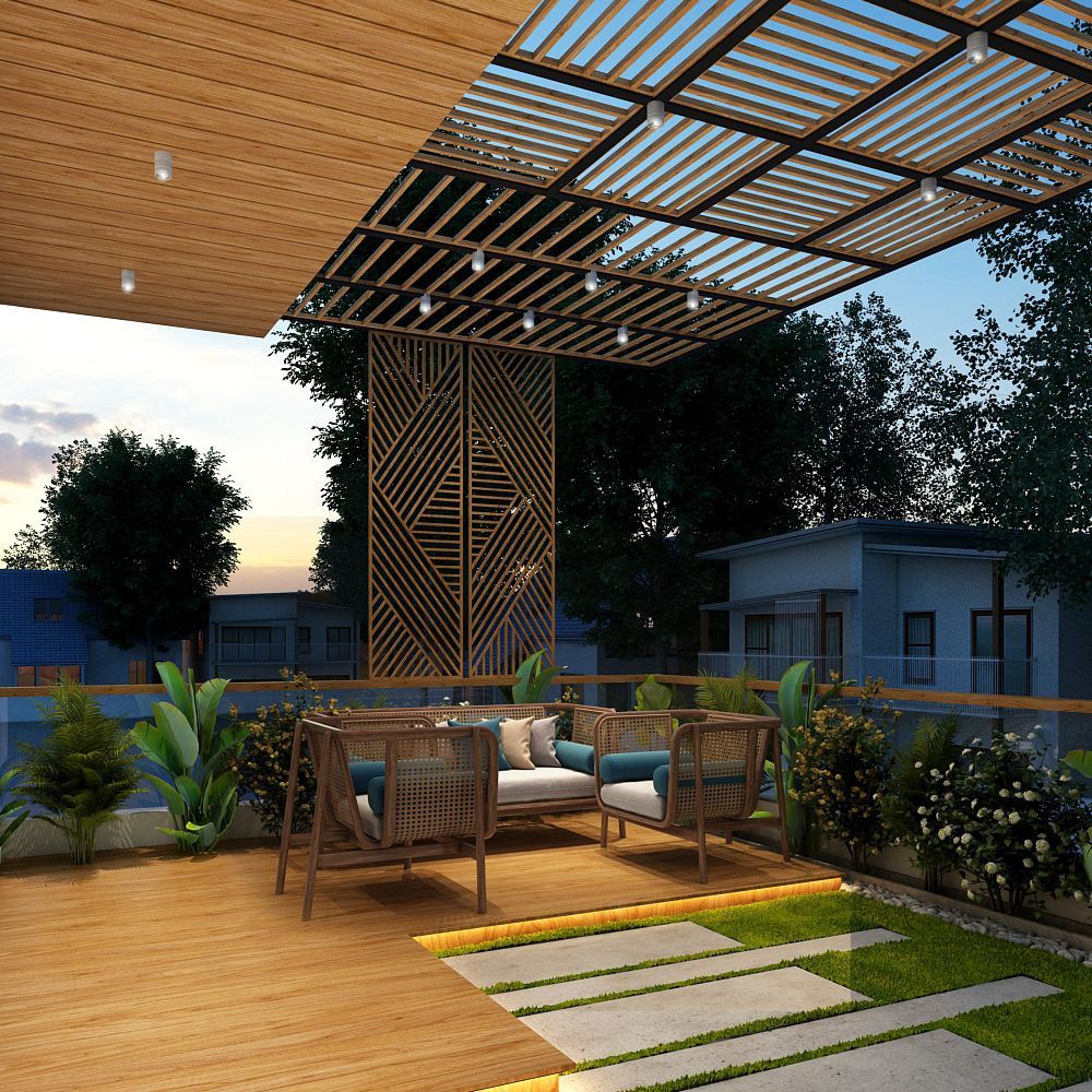 Cỏ nhân tạo tạo nên một không gian xanh tươi mát cho khu vực ban công