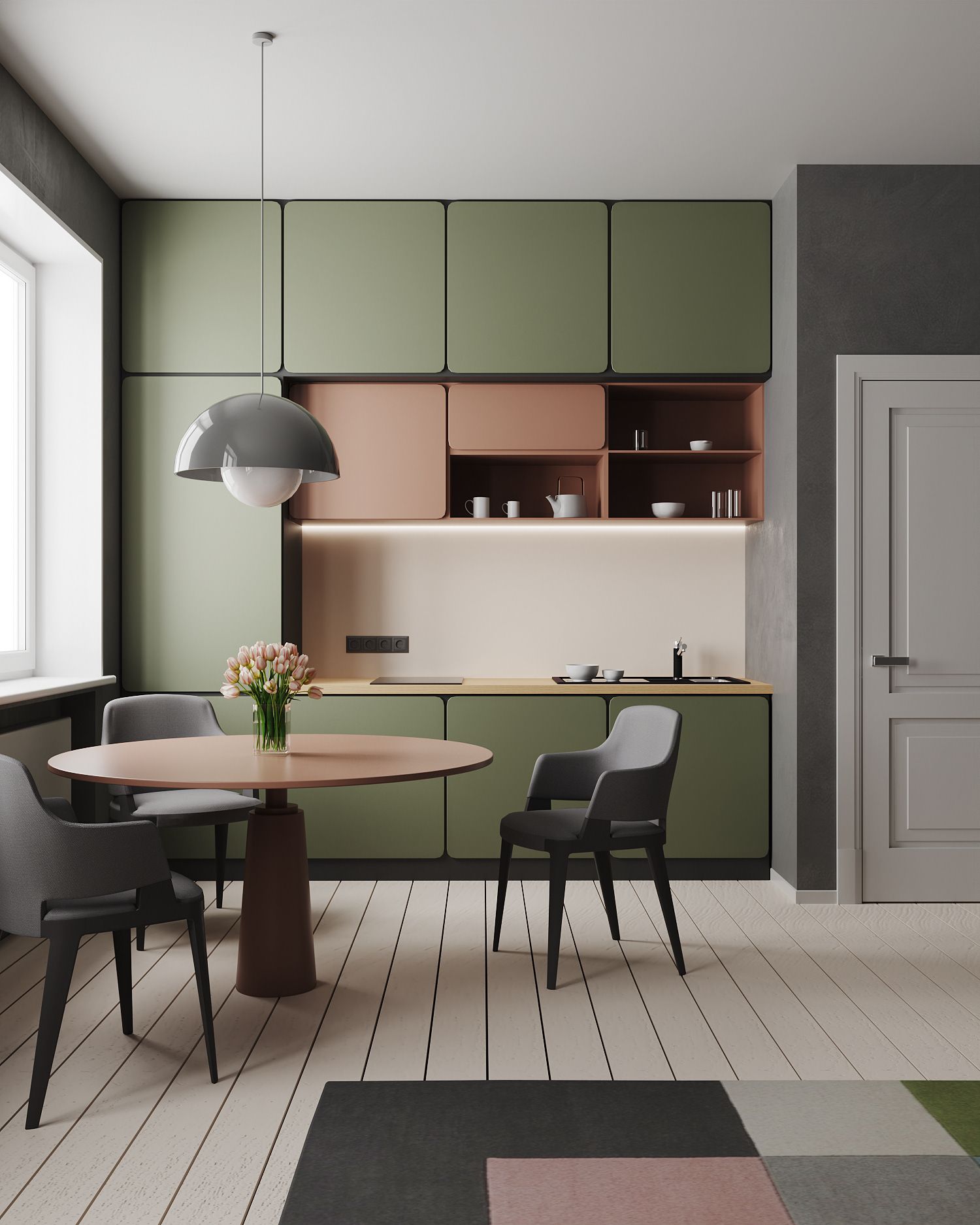 Tủ bếp chữ I basic dành cho các căn hộ chung cư nhỏ