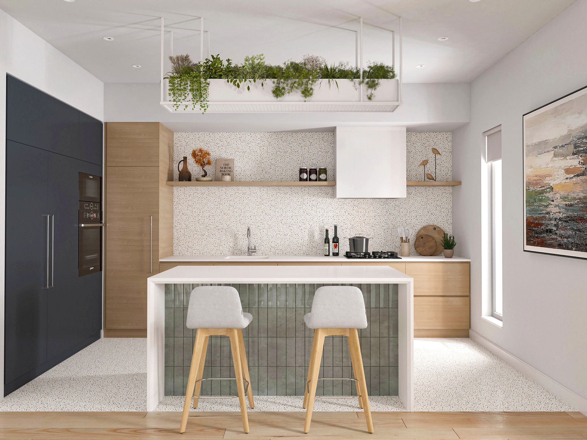 Tủ bếp chữ I không có tủ trên đơn giản