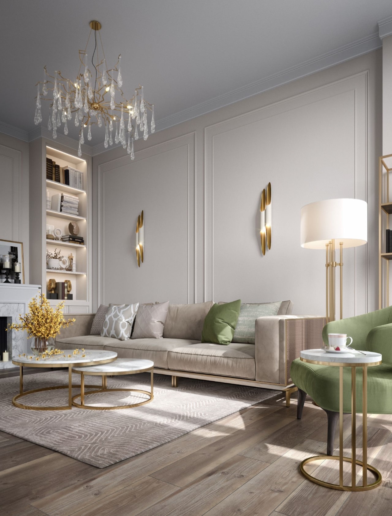 Sử dụng chất liệu cao cấp cho phòng khách biệt thự