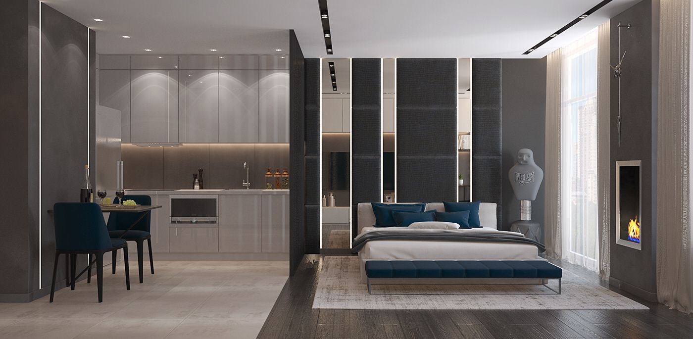 6 Ý tưởng thiết kế căn hộ cho người độc thân cực đẹp - tiết kiệm 53 Căn hộ studio với phòng ngủ liền phòng bếp giúp tối ưu diện tích