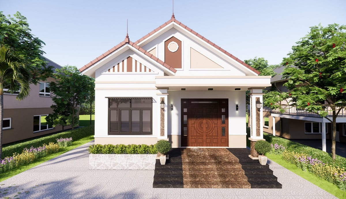 Mẫu nhà cấp 4 mái Thái 5x20m 