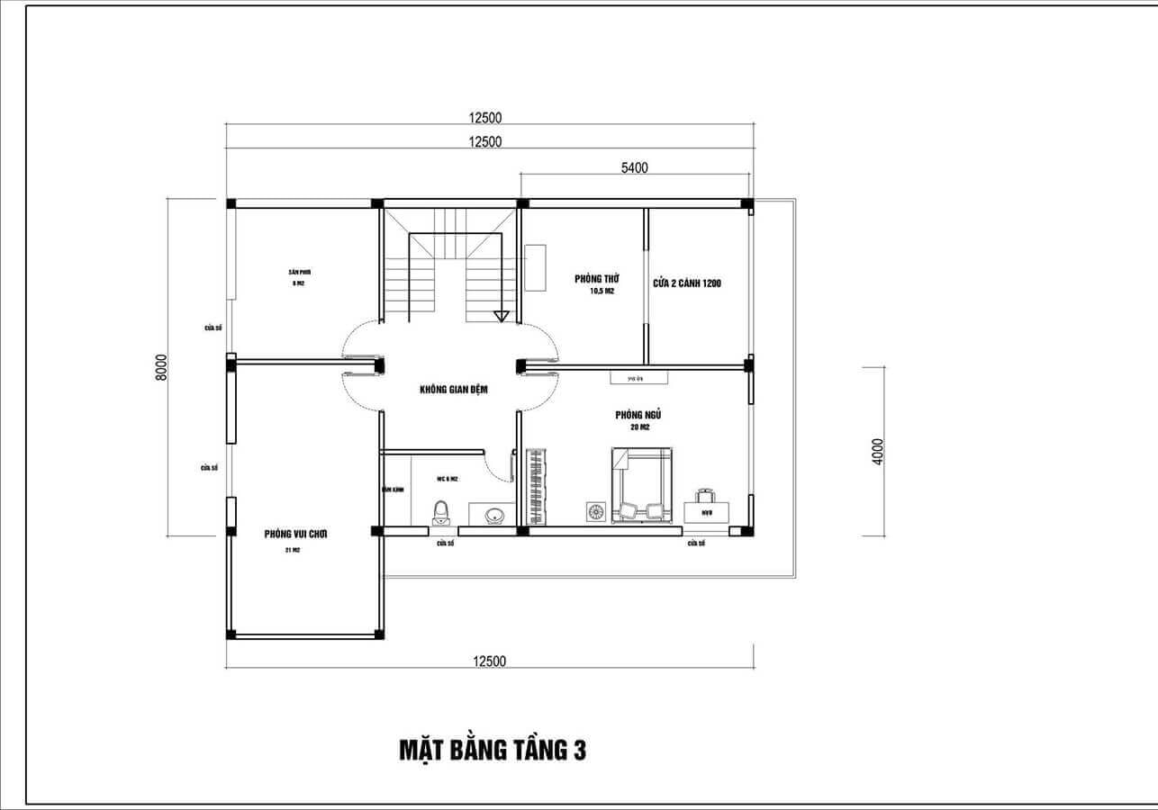 Mặt bằng 3 tầng