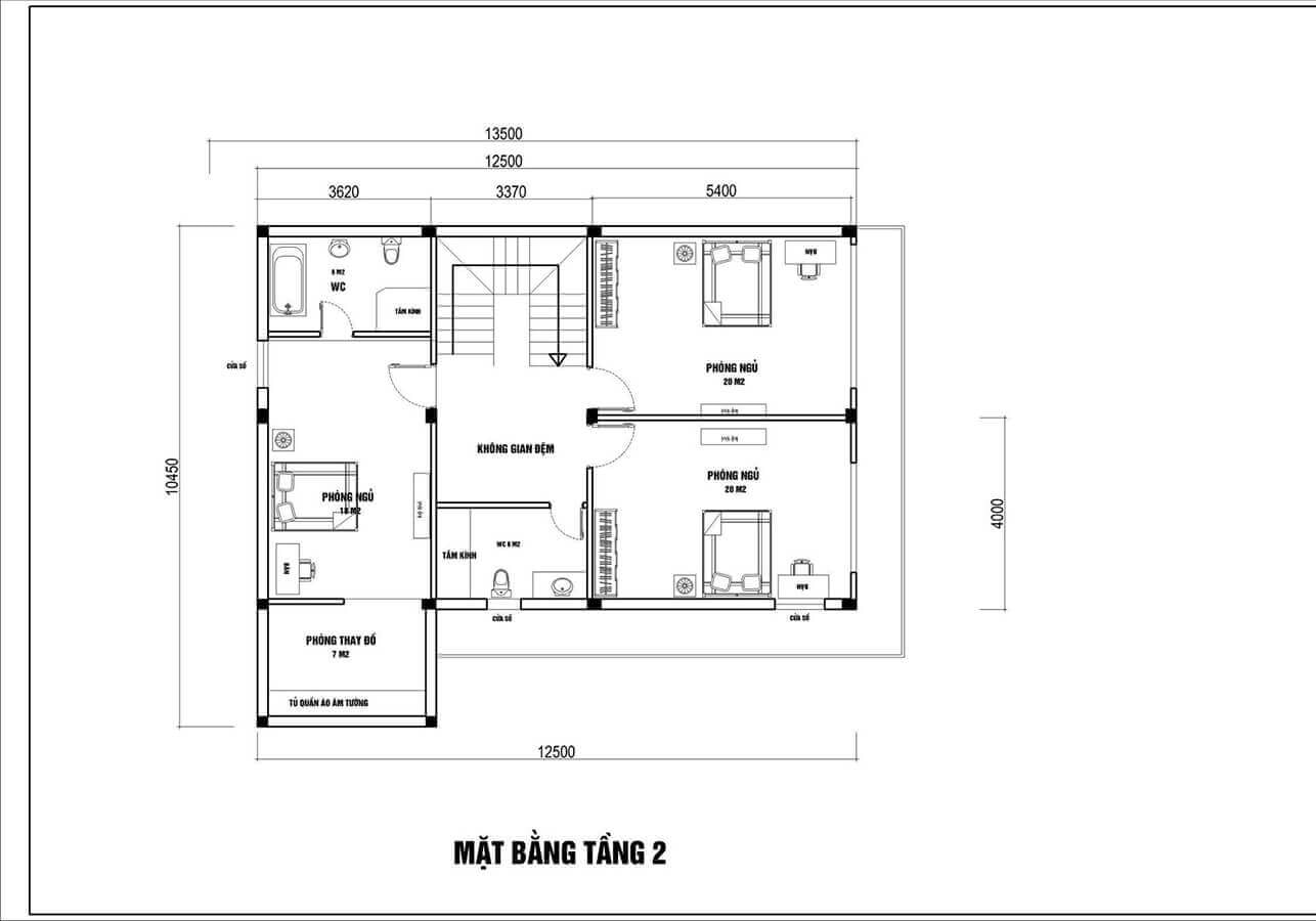 Tối ưu diện tích nhà 1 trệt 2 lầu