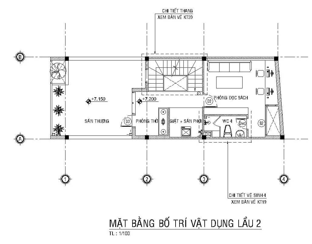 Mặt bằng bố trí nội thất lầu 2