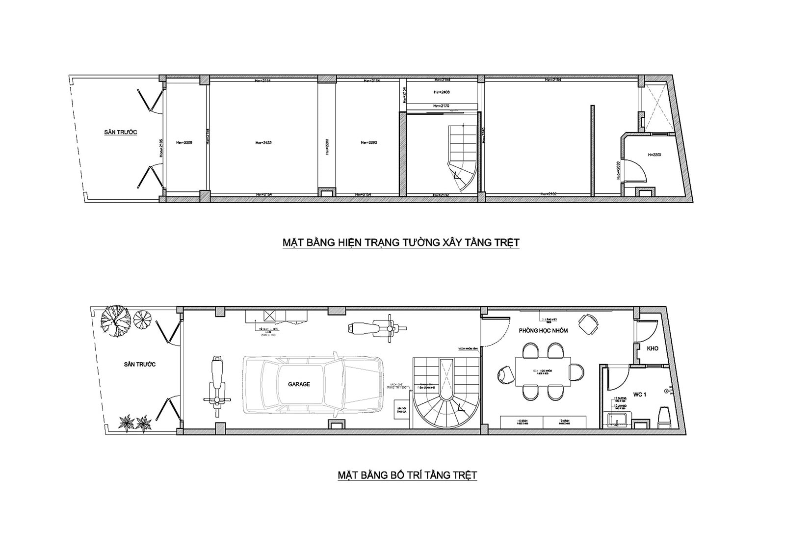 Mặt bằng tầng trệt thiết kế nhà 1 trệt 2 lầu