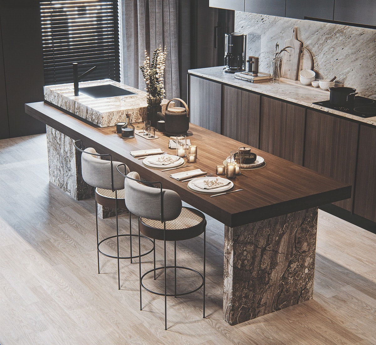 Mẫu bàn ăn dạng quầy bar