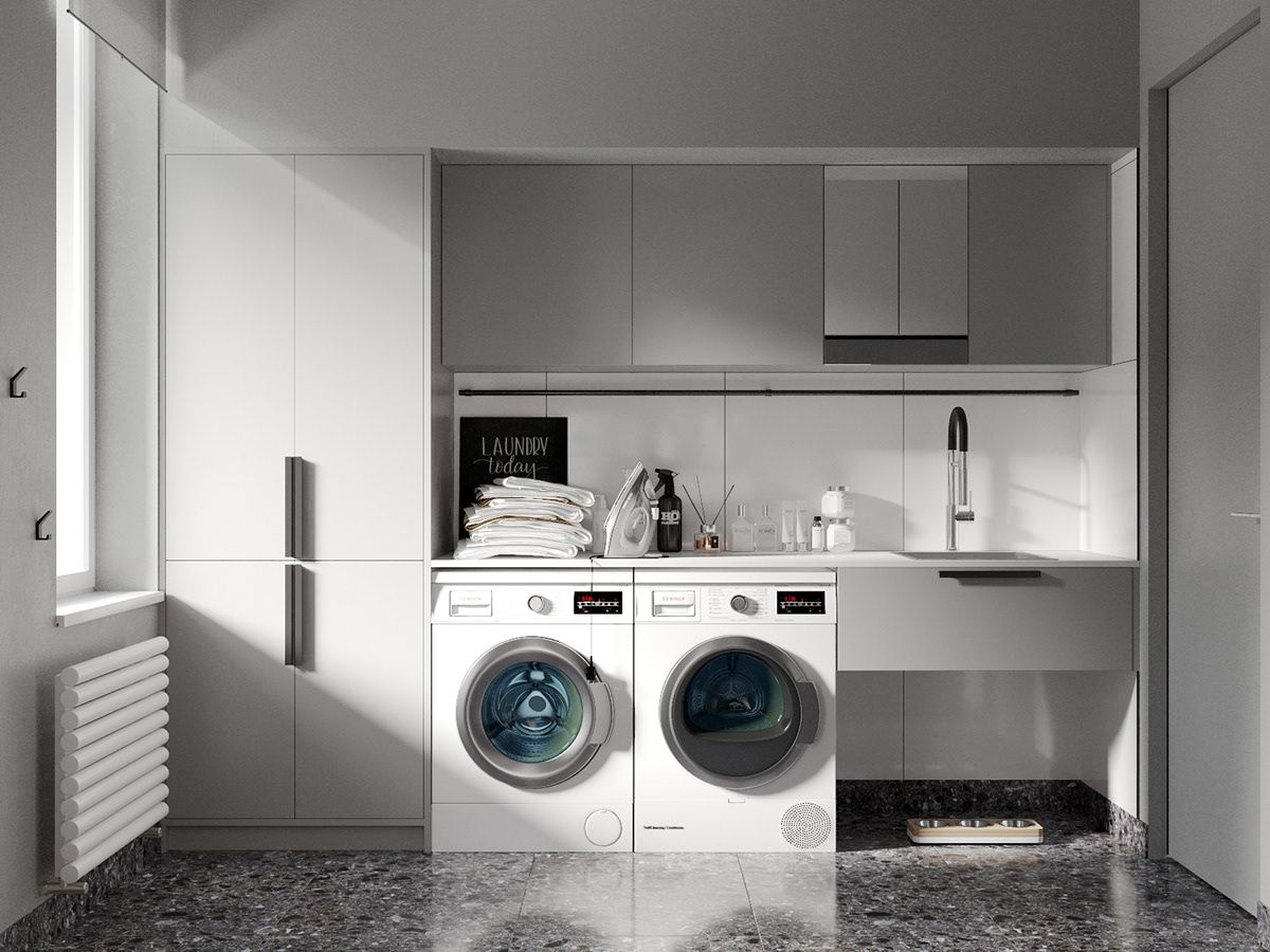 Nội thất phòng giặt cũng được chỉnh chu và tiện nghi