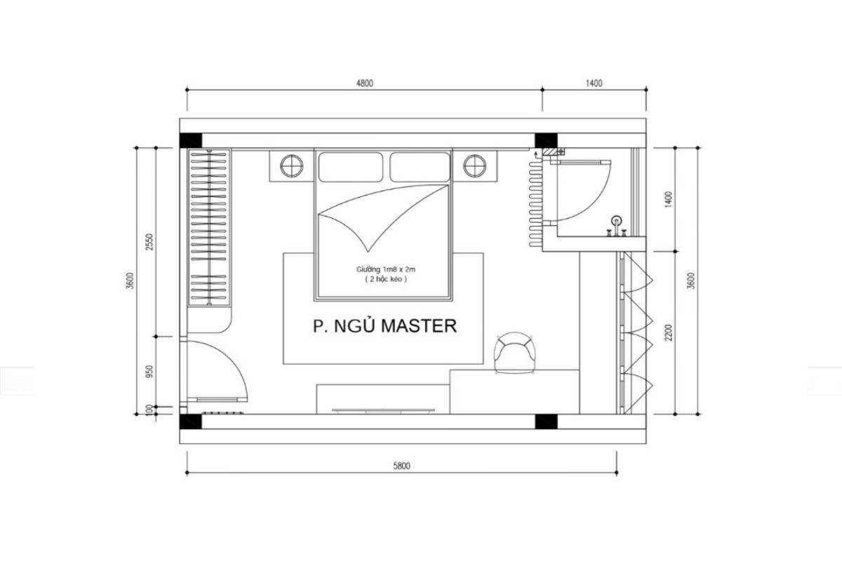 Hình 14: Một kiểu thiết kế ấn tượng với giường đơn cho phòng ngủ 3x3m2