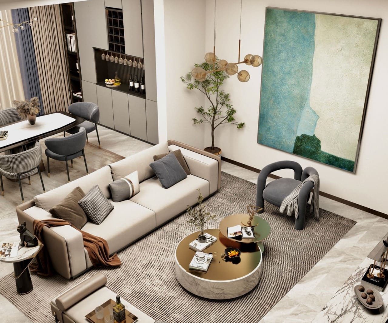 Nhấn tường bằng tranh vẽ nghệ thuật