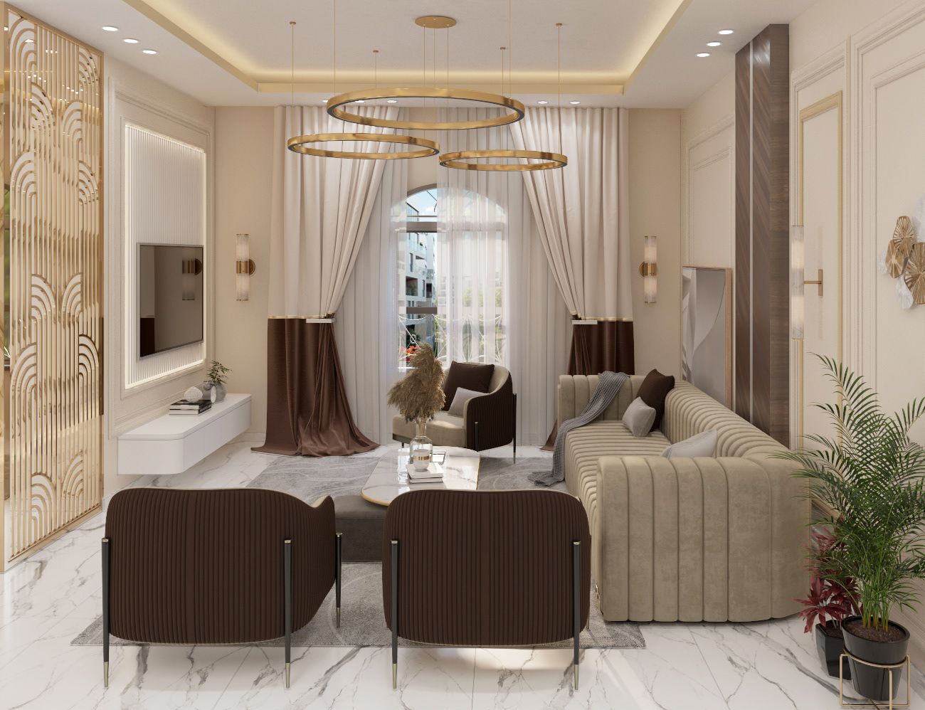 Tối ưu ánh sáng phòng khách bằng rèm cửa 2 lớp