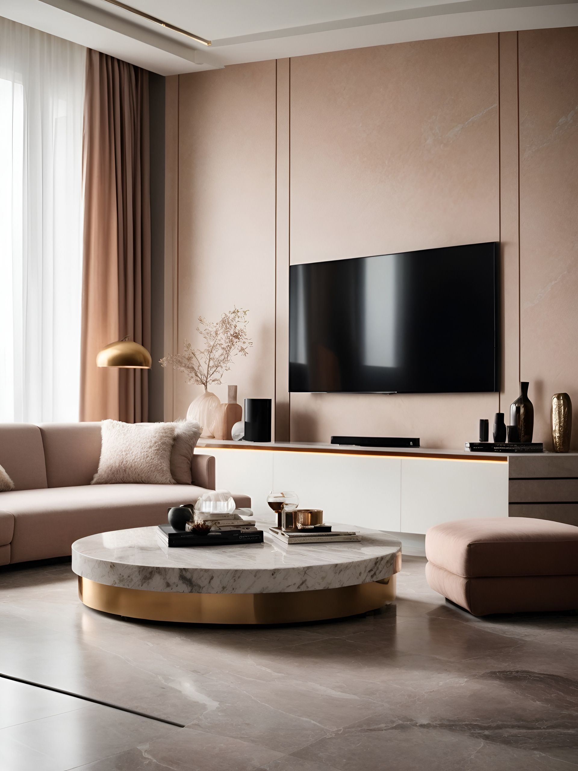 Sử dụng bàn trà bệt từ đá và inox vàng