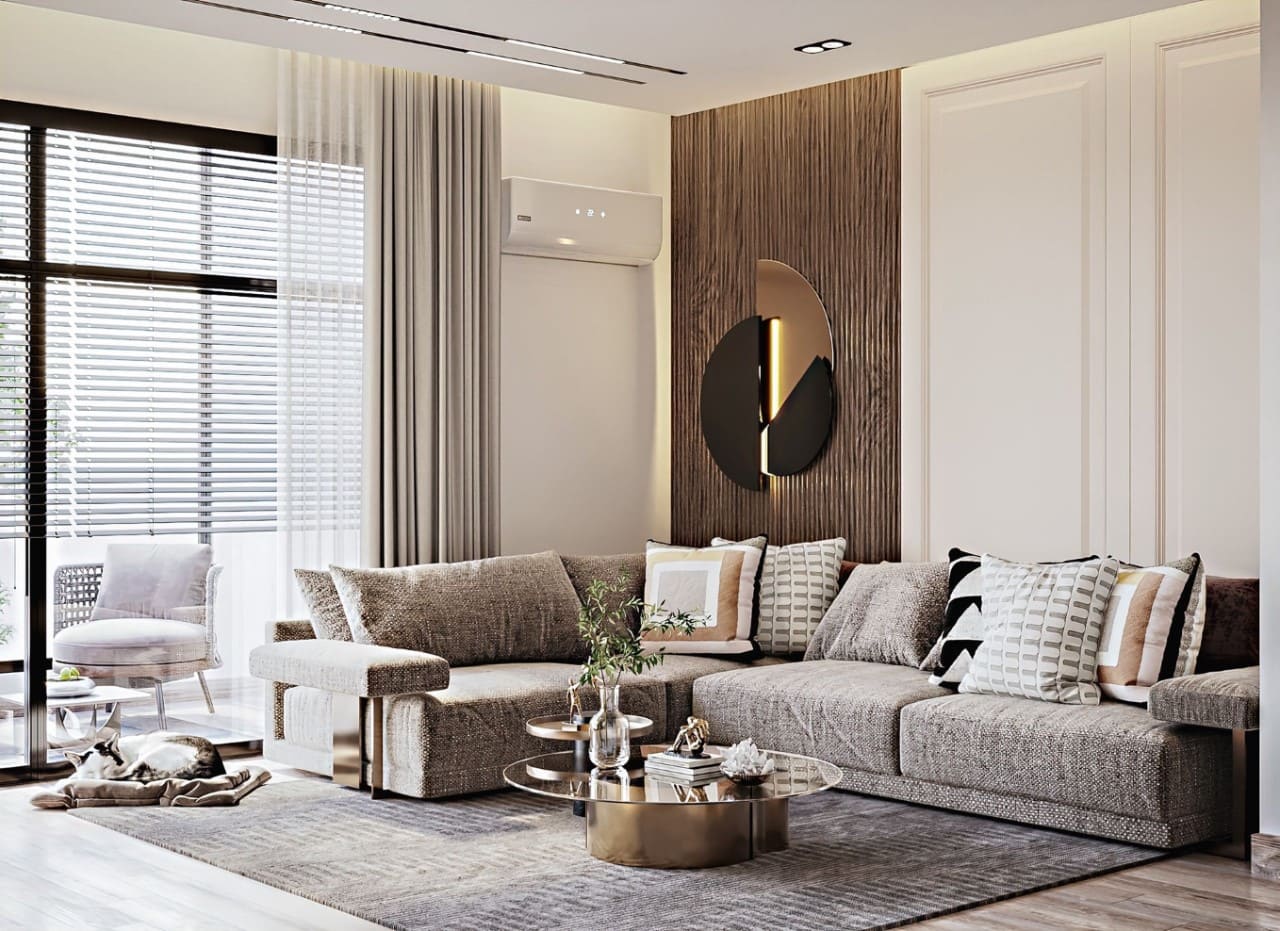 thiet ke phong khach nho 10m2 Cửa ra vào cần bố trí rộng rãi để thuận tiện cho việc di chuyển và lưu thông ánh sáng