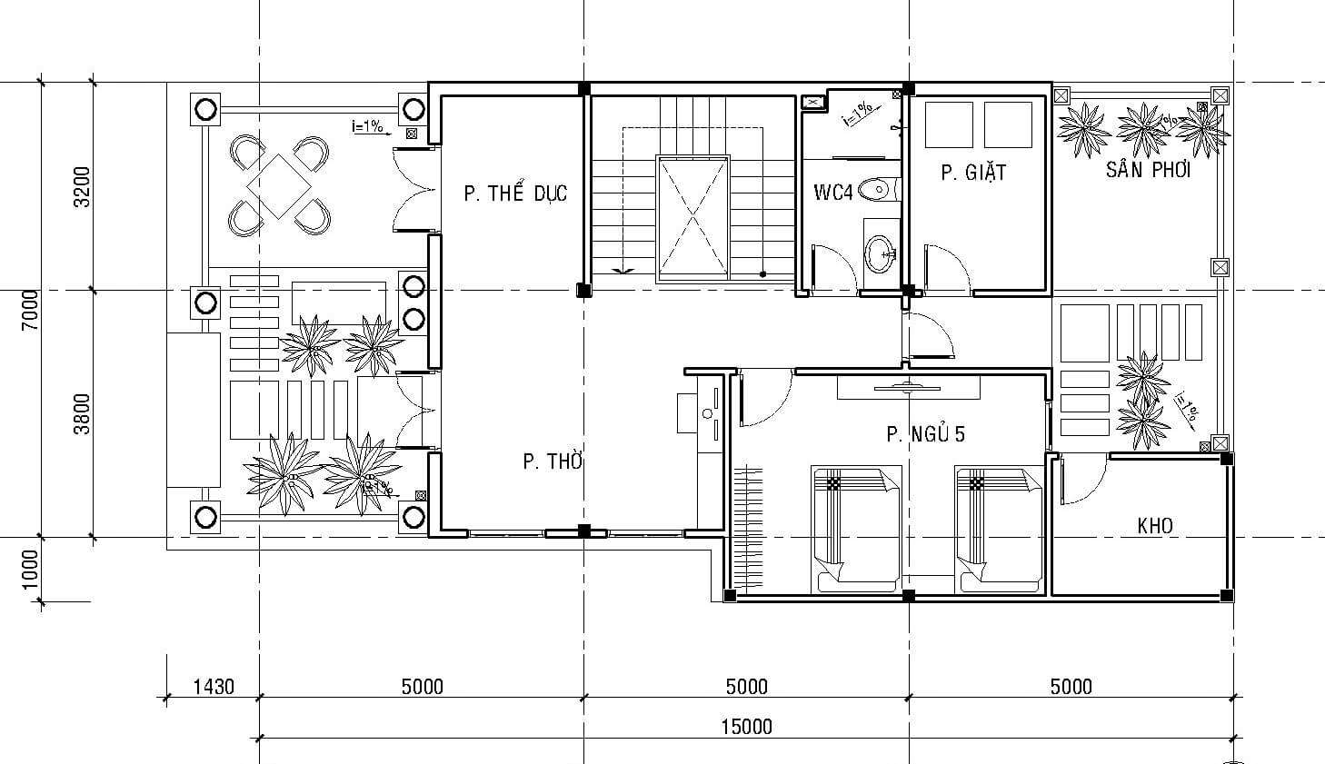 Mẫu 9 : Mặt bằng biệt thự phố tối ưu diện tích và đem lại sự thoải mái cho gia chủ