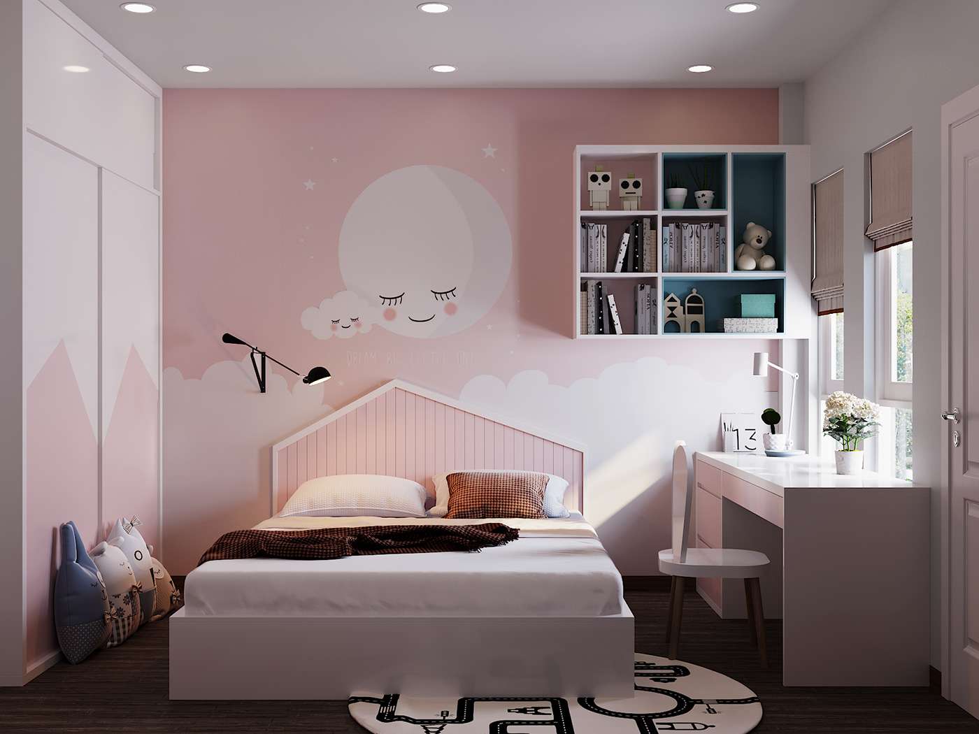 Màu sơn phòng ngủ đẹp cho con gái cũng nên dựa vào diện tích căn phòng