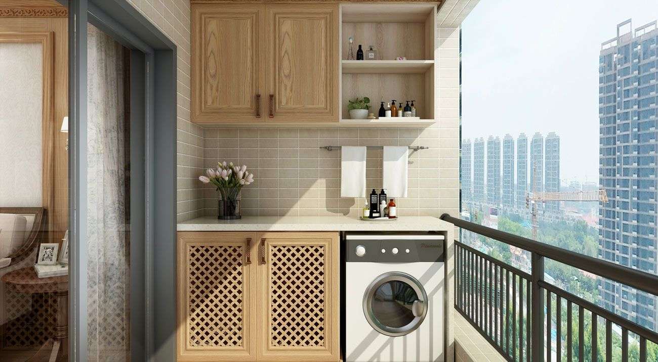 Khi biến ban công thành phòng giặt bạn có thể tận dụng các thiết bị tiện nghi như máy giặt, tủ lưu trữ Khi biến ban công thành phòng giặt bạn có thể tận dụng các thiết bị tiện nghi như máy giặt, tủ lưu trữ