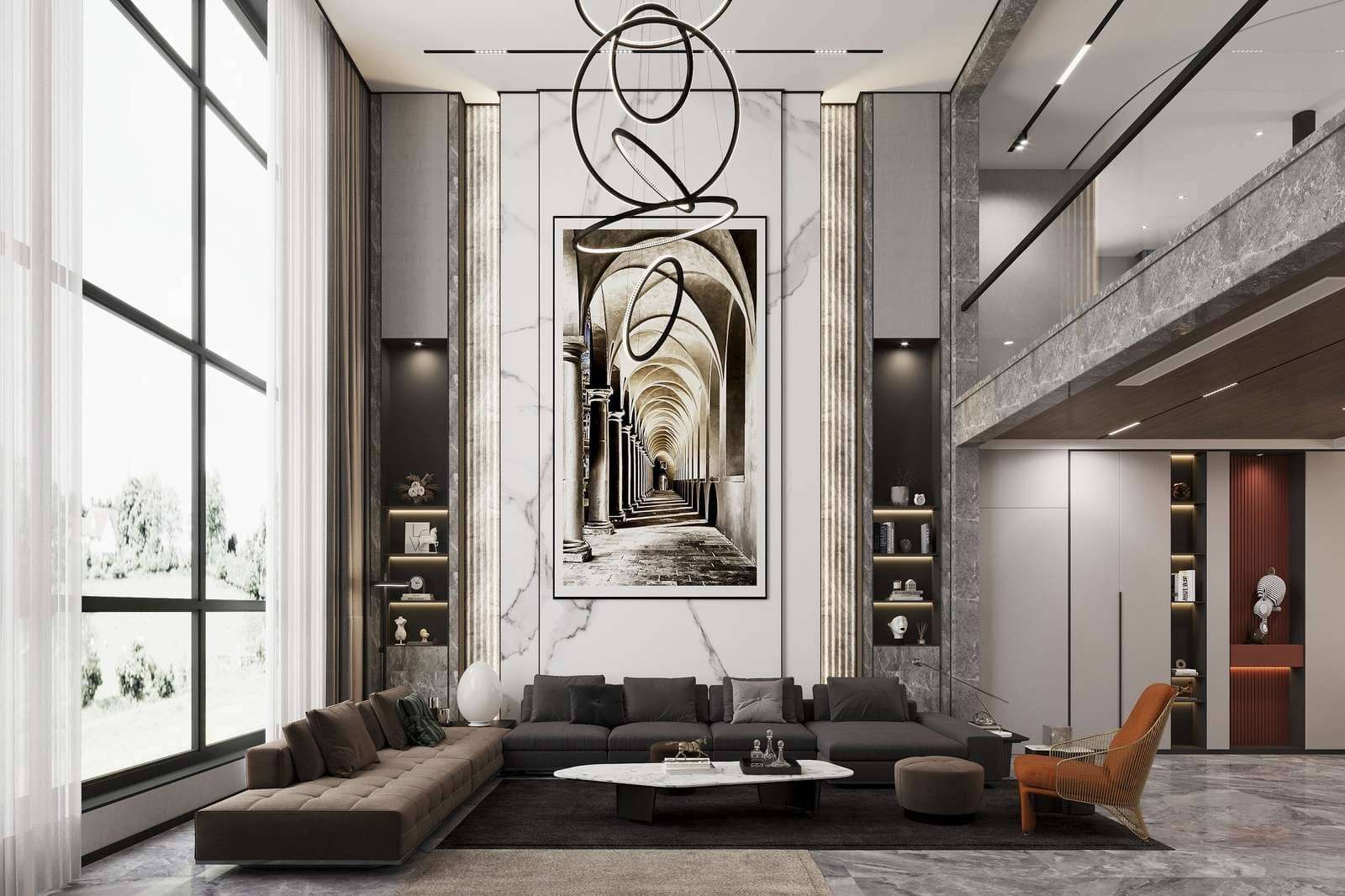 10 mẫu thiết kế nội thất phòng khách biệt thự trong không gian rộng