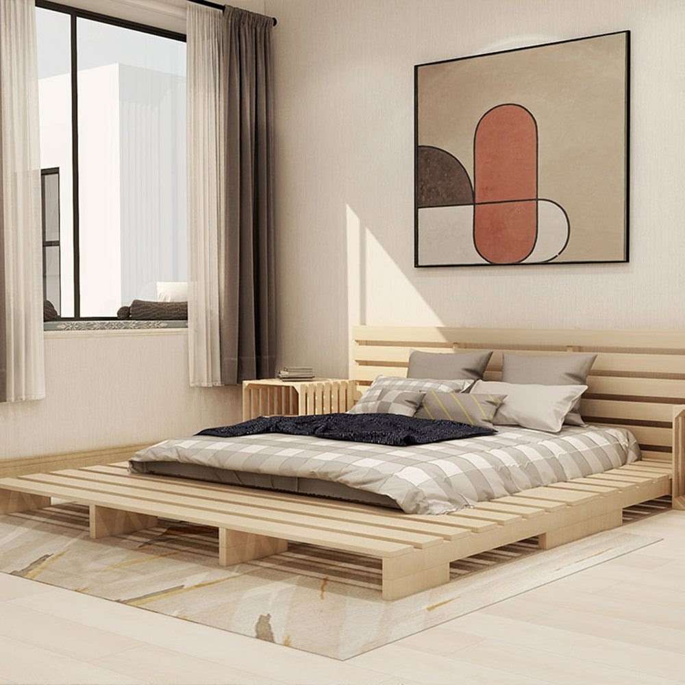 Giường Pallet là thiết kế gồm nhiều thanh gỗ ghép lại với nhau thành giường Giường Pallet là thiết kế gồm nhiều thanh gỗ ghép lại với nhau thành giường