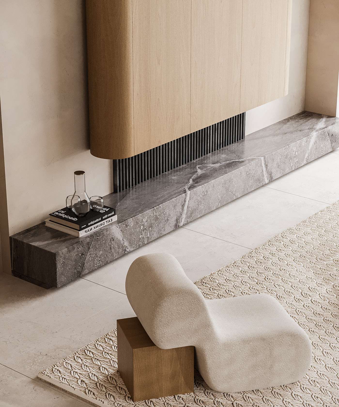Sử dụng thảm tatami truyền thống kết hợp với gỗ và ánh sáng nhẹ, tạo nên không gian thoải mái và truyền thống