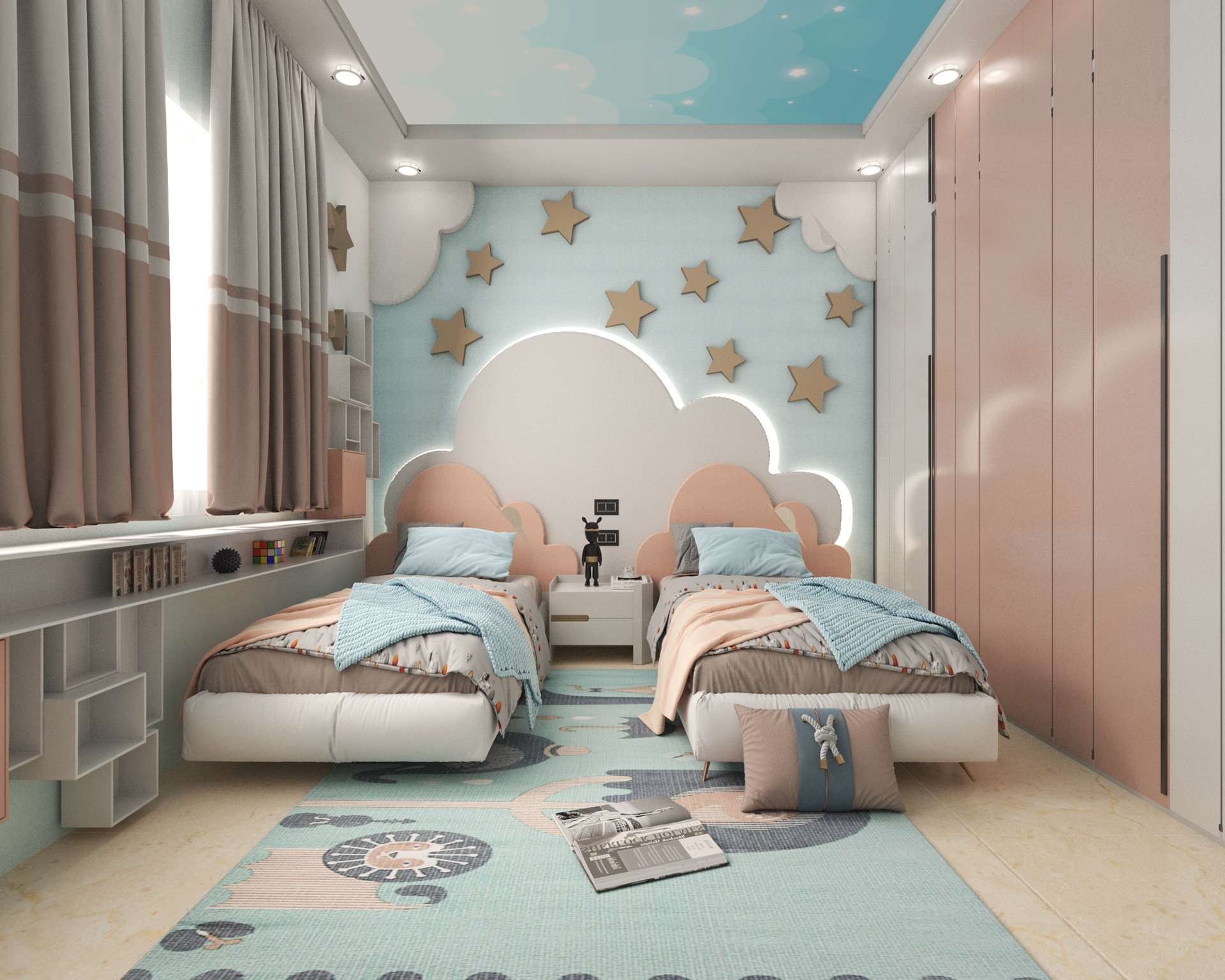 Mẫu 16: Kết hợp gam màu xanh mint và màu hồng pastel cho phòng ngủ bé gái 15 tuổi Mẫu 16: Kết hợp gam màu xanh mint và màu hồng pastel cho phòng ngủ bé gái 15 tuổi