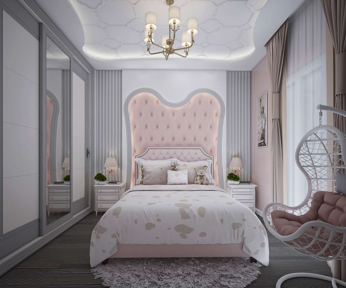 Mẫu 26: Phòng ngủ đẹp cho bé gái 15 tuổi hiện đại chấm phá thêm vài nét tân cổ điển Mẫu 26: Phòng ngủ đẹp cho bé gái 15 tuổi hiện đại chấm phá thêm vài nét tân cổ điển