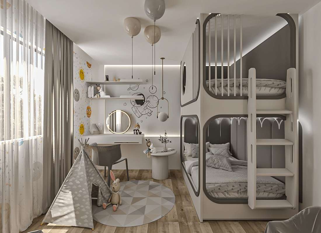 Mẫu 31: Phòng ngủ giường tầng thêm các góc decor xinh xắn cho bé Mẫu 31: Phòng ngủ giường tầng thêm các góc decor xinh xắn cho bé