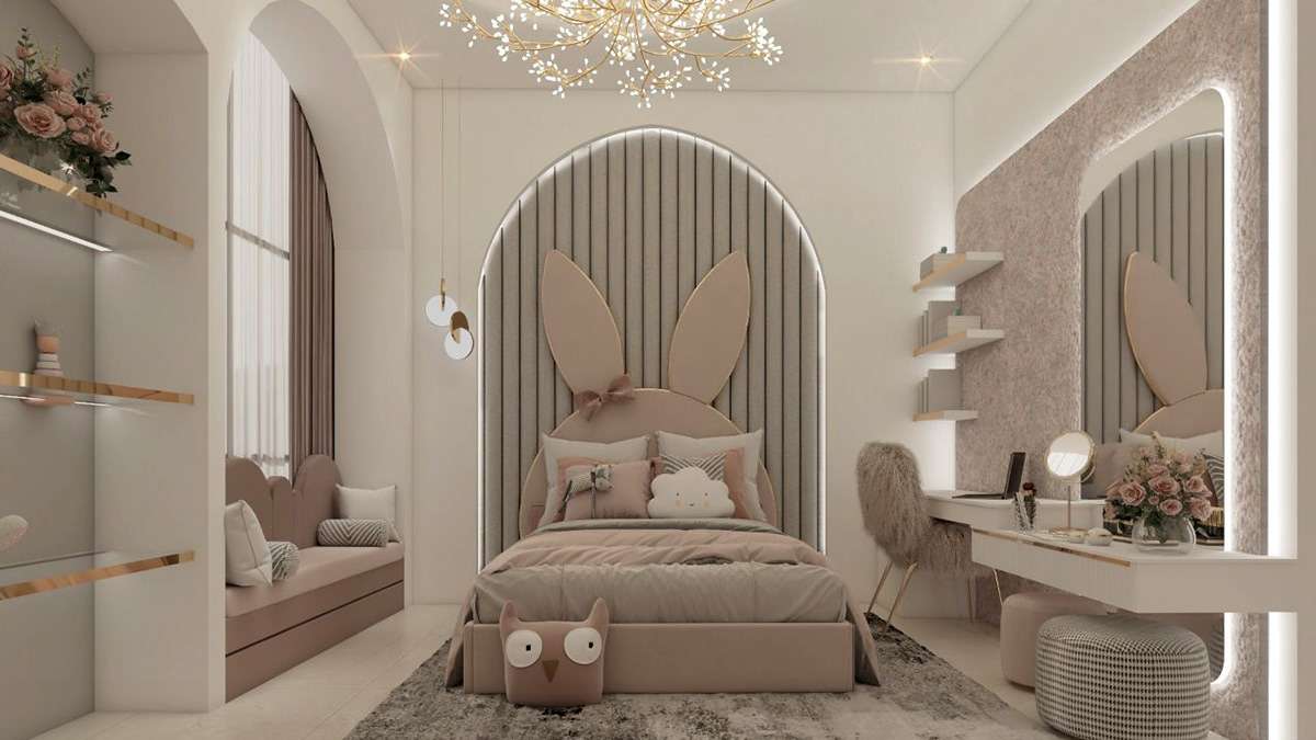 Mẫu 5: Nội thất cao cấp kết hợp nẹp chỉ vàng giúp căn phòng của bé thêm sang trọng Mẫu 5: Nội thất cao cấp kết hợp nẹp chỉ vàng giúp căn phòng của bé thêm sang trọng