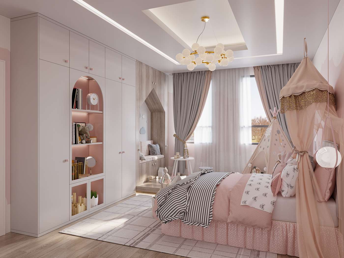 Mẫu 6: Thiết kế phòng ngủ công chúa cho bé gái 15 tuổi Mẫu 6: Thiết kế phòng ngủ công chúa cho bé gái 15 tuổi