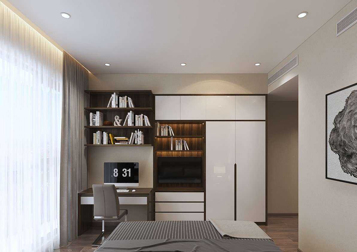 Sử dụng nội thất đa năng trong thiết kế phòng ngủ chung cư tối giản
