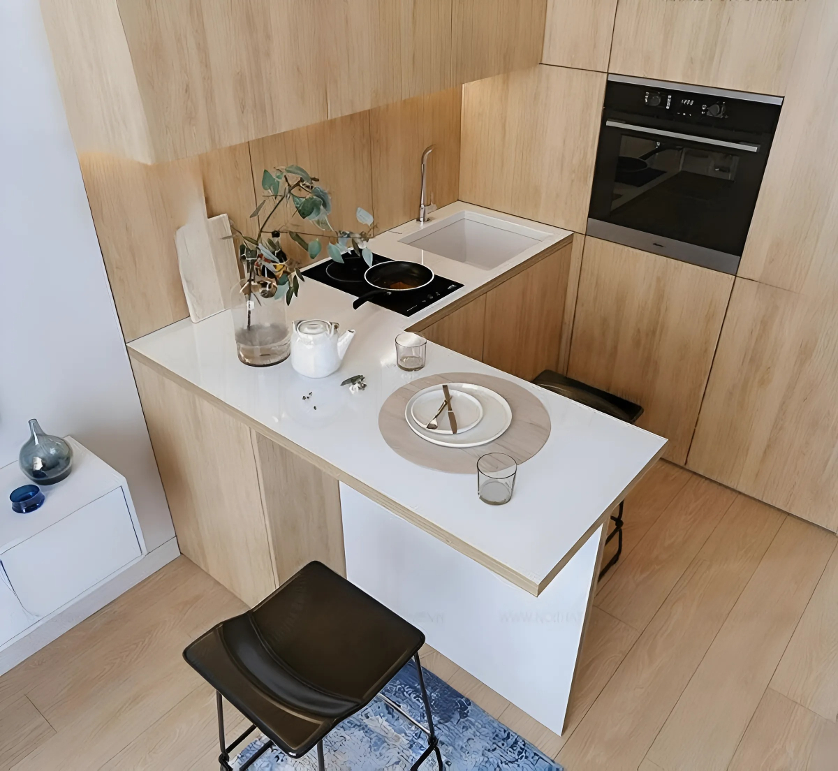 Nội thất phòng bếp chung cư tối giản đề cao sự hiện đại và tiện lợi