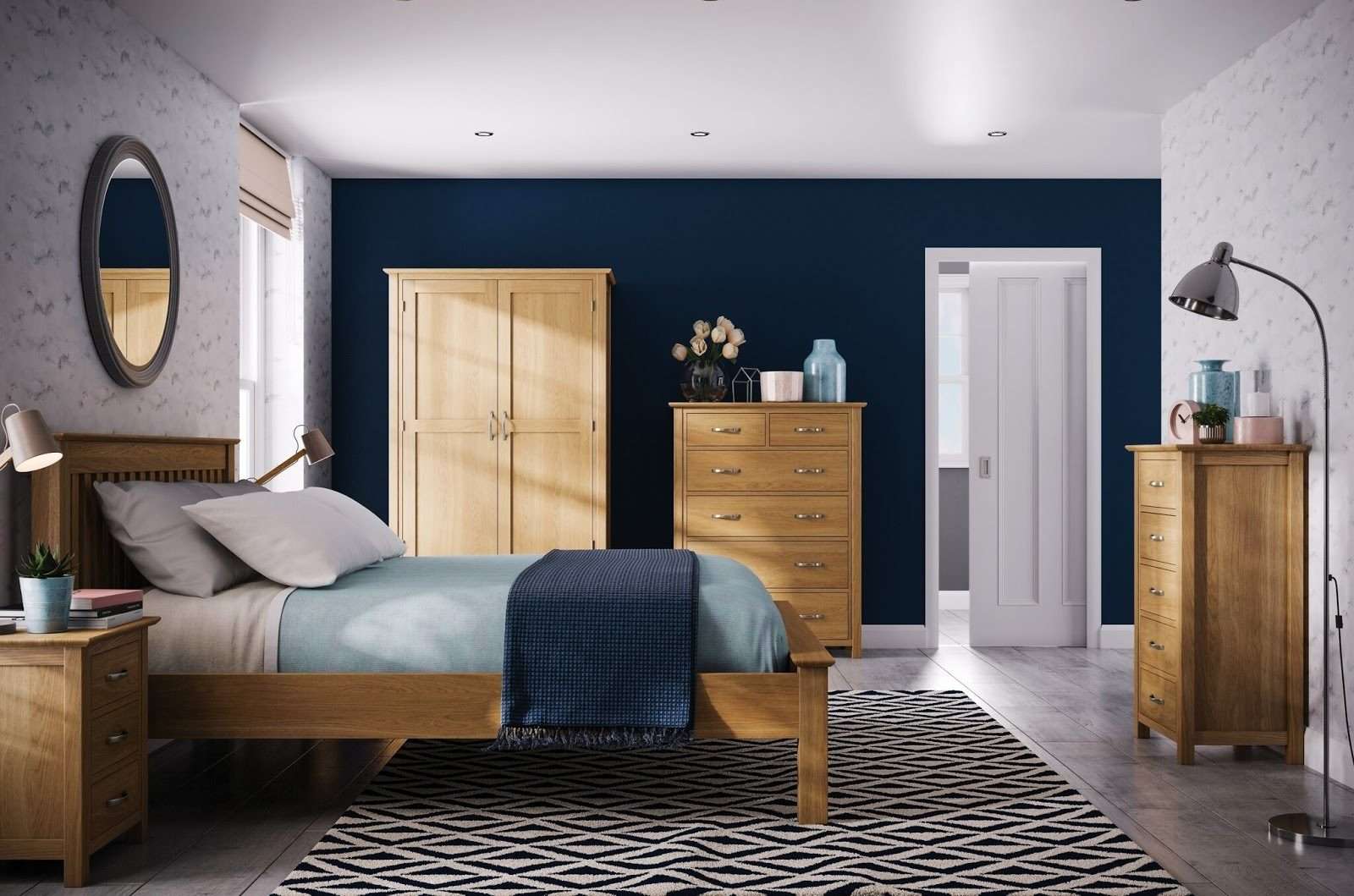 Kết hợp màu tường và nội thất làm căn phòng ngủ nhỏ trở nên đơn giản và đẹp