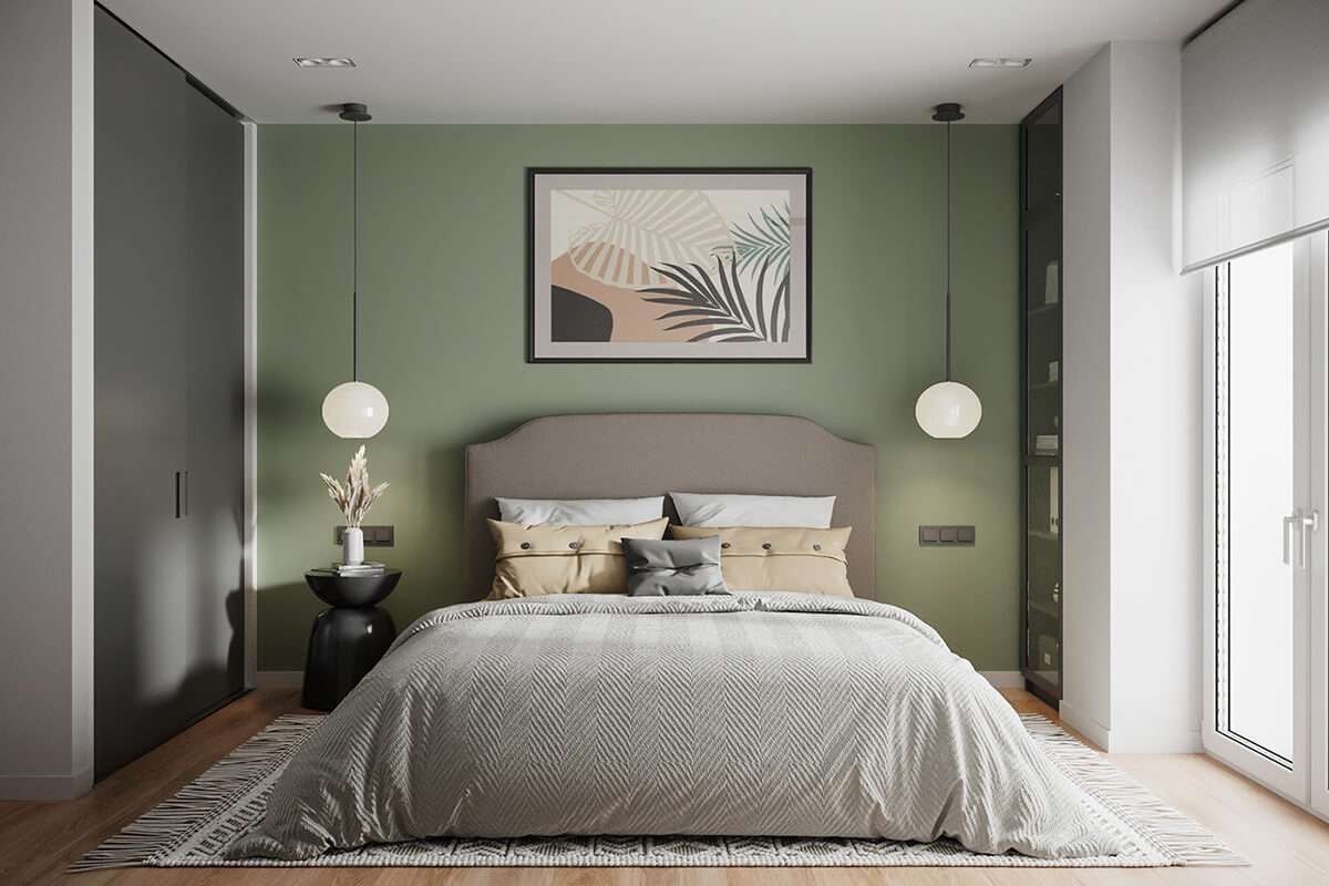 Phòng ngủ hiện đại 30m2 với gam màu trung tính làm không gian căn phòng trở nên hài hòa ấm cúng Phòng ngủ hiện đại 30m2 với gam màu trung tính làm không gian căn phòng trở nên hài hòa ấm cúng
