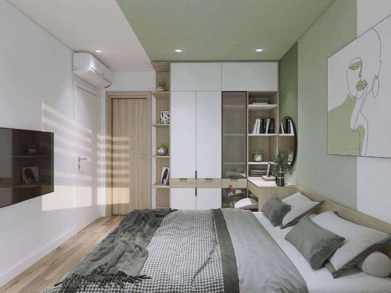 Thiết kế phòng ngủ 30m2 kết hợp phòng làm việc cho nam Thiết kế phòng ngủ 30m2 kết hợp phòng làm việc cho nam