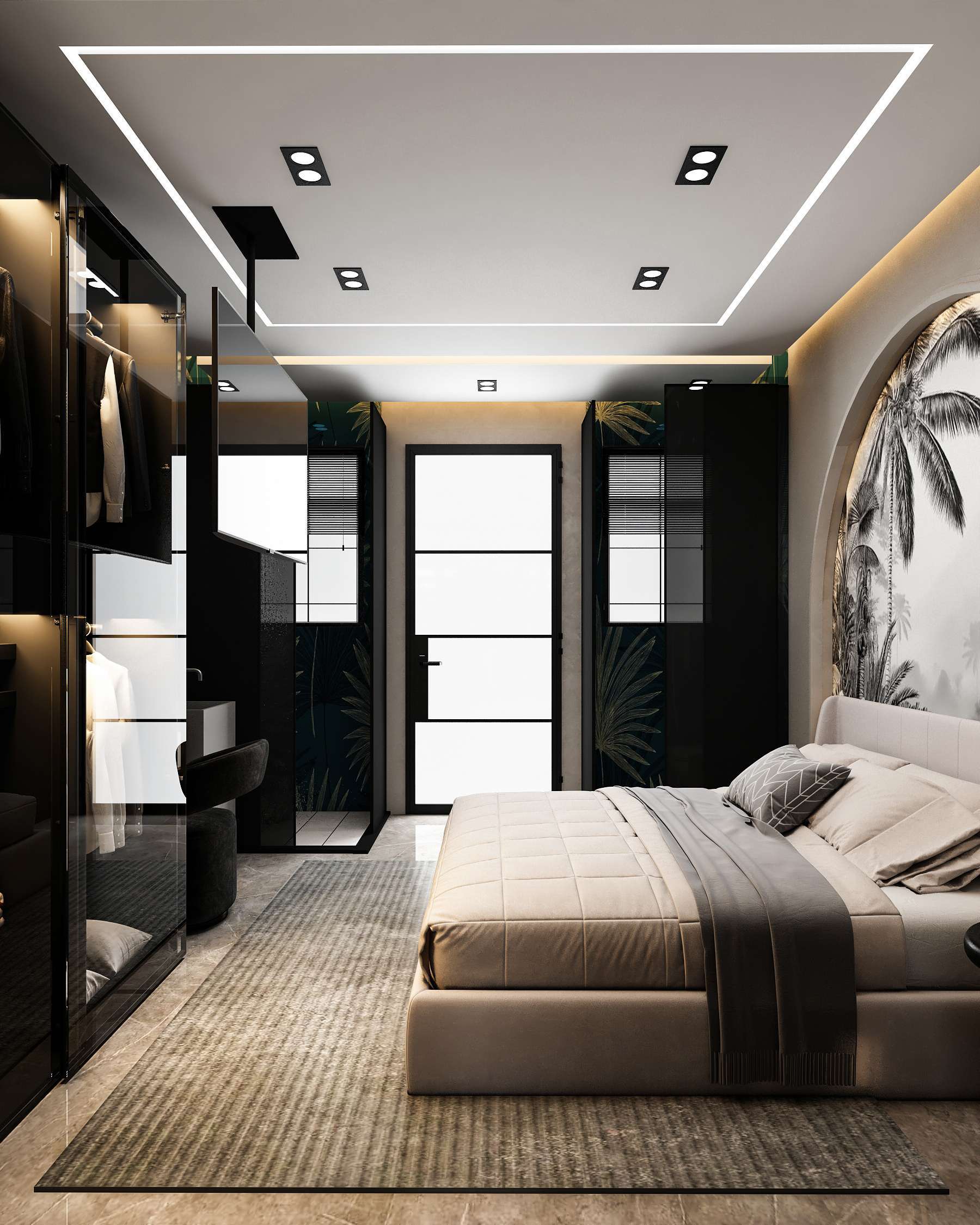 Phong ngu 30m2 Bố trí không gian mang hơi hướng thiên nhiên trong phòng ngủ master 30m2