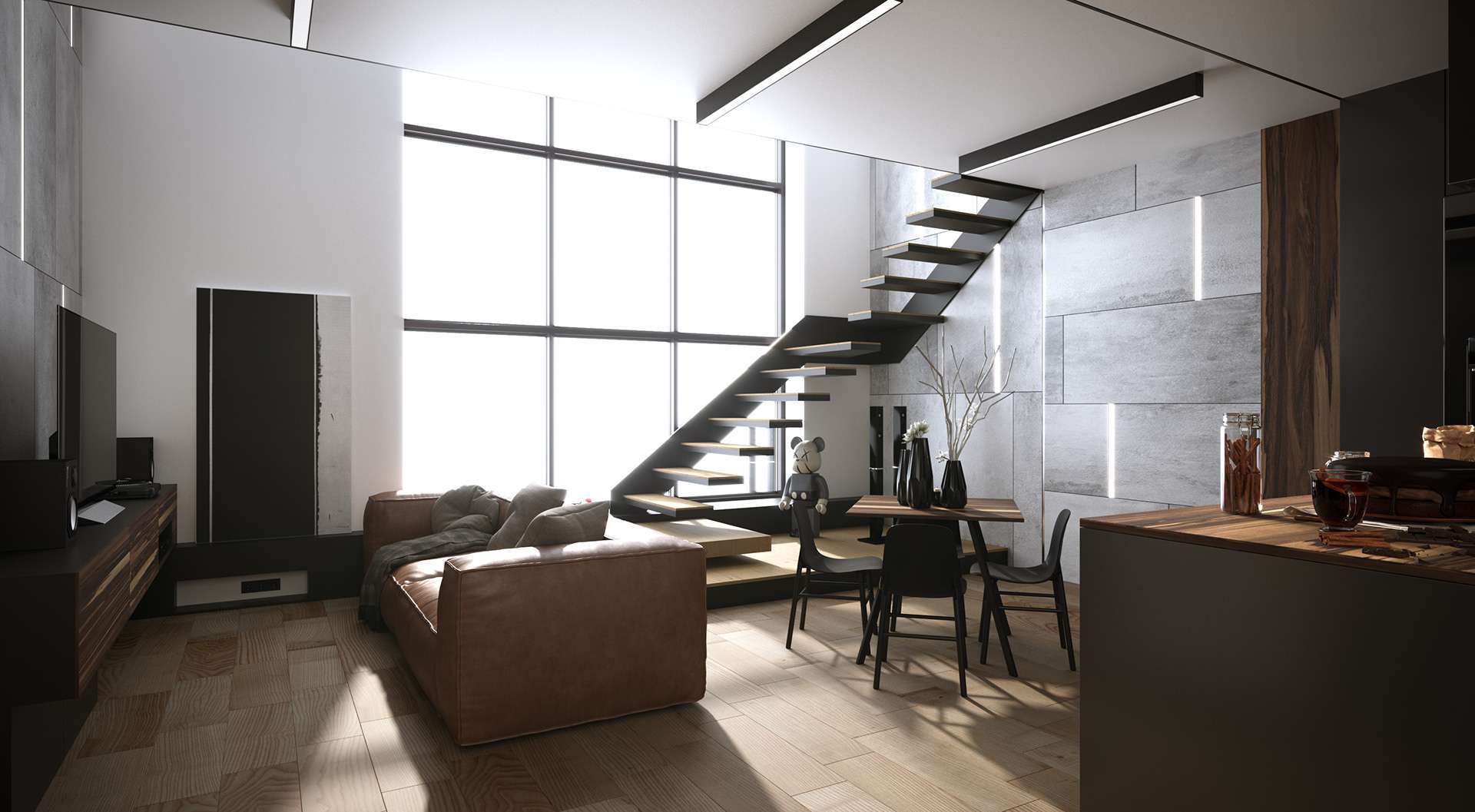 Thiết kế nội thất phòng khách Duplex với không gian mở Thiết kế nội thất phòng khách Duplex với không gian mở