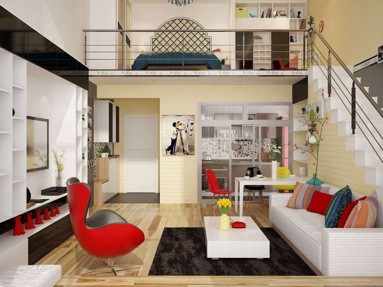 Ý tưởng thiết kế nội thất cho căn hộ Duplex mini Ý tưởng thiết kế nội thất cho căn hộ Duplex mini
