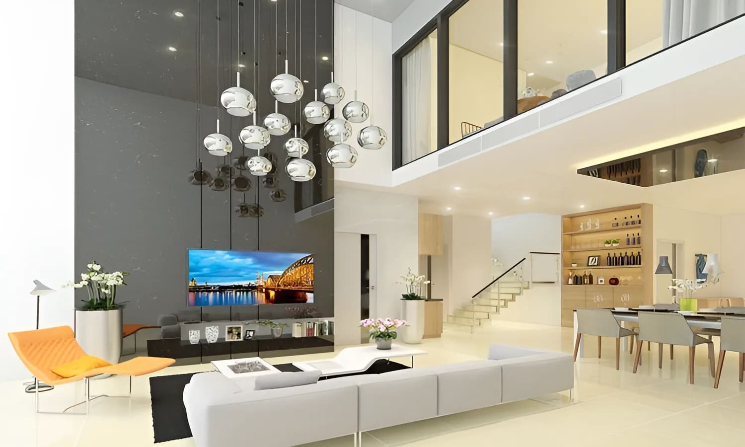 Phòng khách căn hộ Duplex với thiết kế nội thất sang trọng hiện đại Phòng khách căn hộ Duplex với thiết kế nội thất sang trọng hiện đại