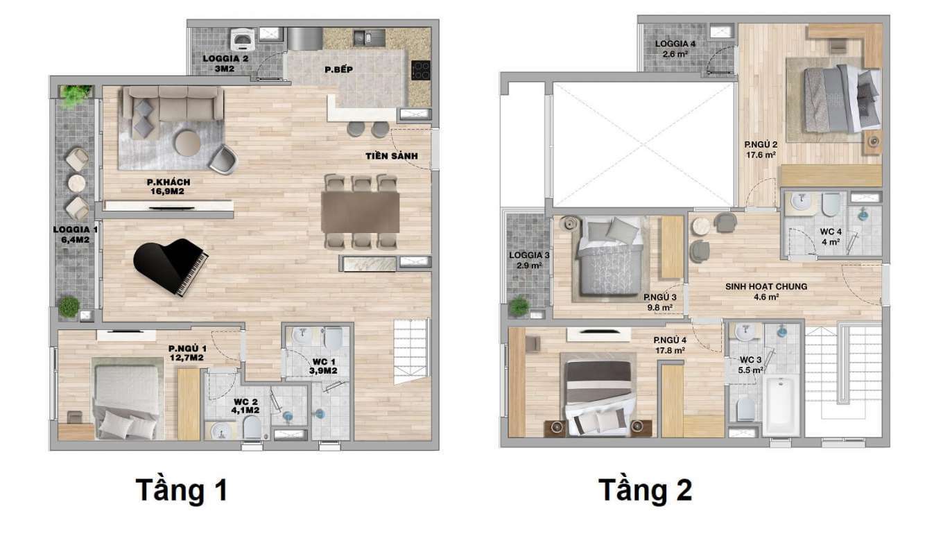 Mặt bằng căn hộ Duplex mini được thiết kế đầy đủ tiện nghi Mặt bằng căn hộ Duplex mini được thiết kế đầy đủ tiện nghi