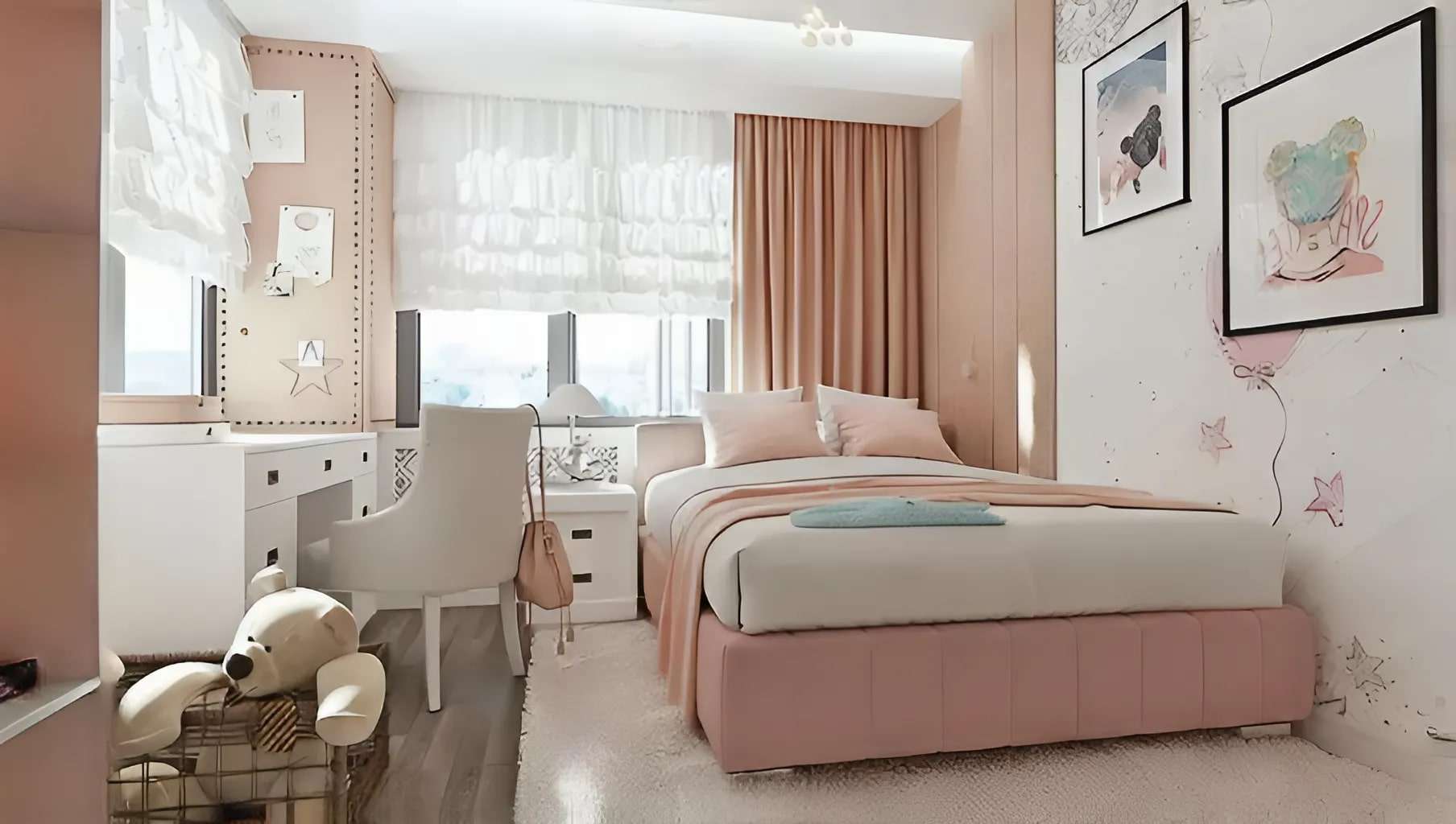 Phòng ngủ màu hồng vô cùng xinh xắn đáng yêu dành cho các bé gái 13 tuổi Phòng ngủ màu hồng vô cùng xinh xắn đáng yêu dành cho các bé gái 13 tuổi