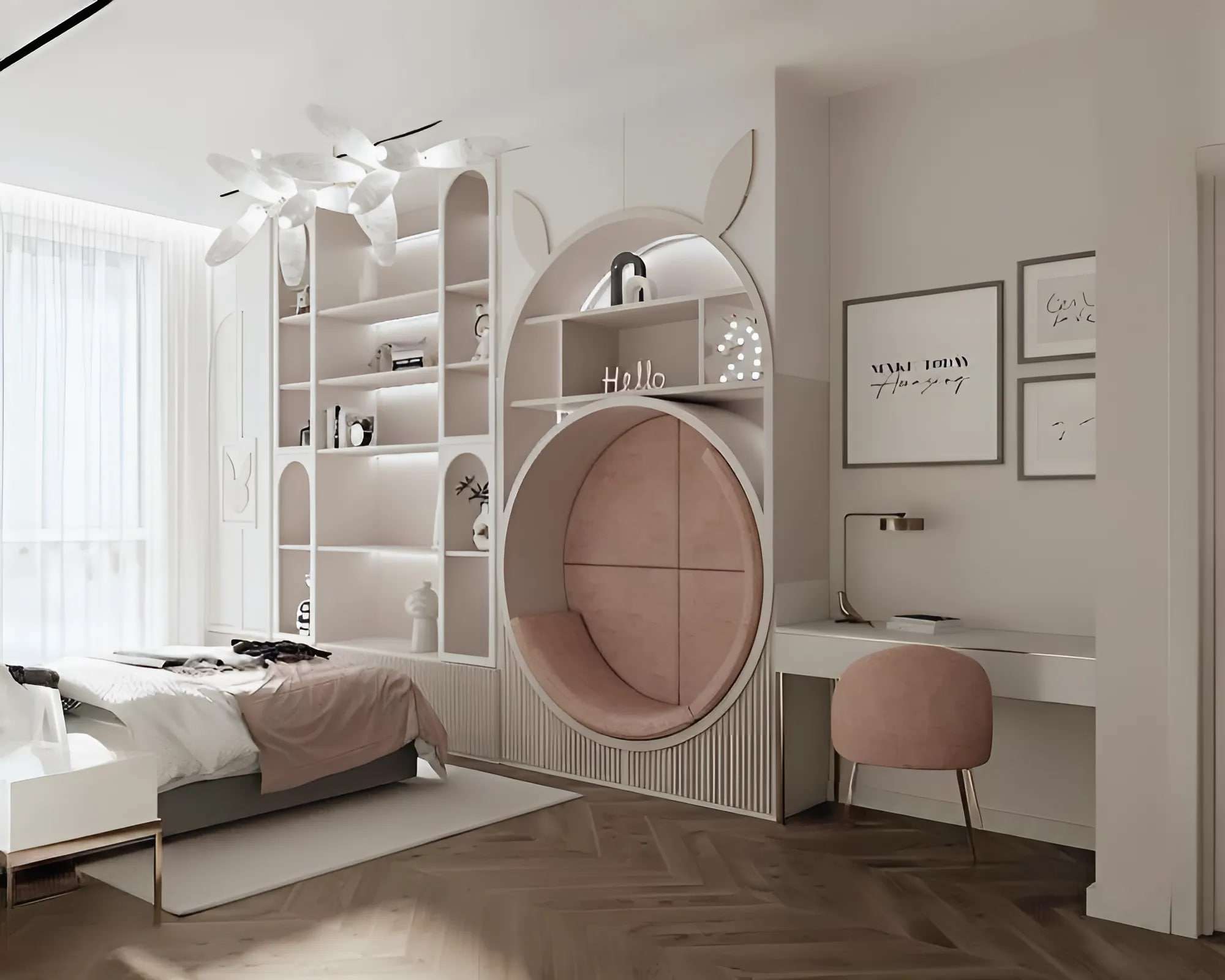Thiết kế bục ghế ngồi đọc sách trong phòng ngủ cho bé gái 13 tuổi Thiết kế bục ghế ngồi đọc sách trong phòng ngủ cho bé gái 13 tuổi