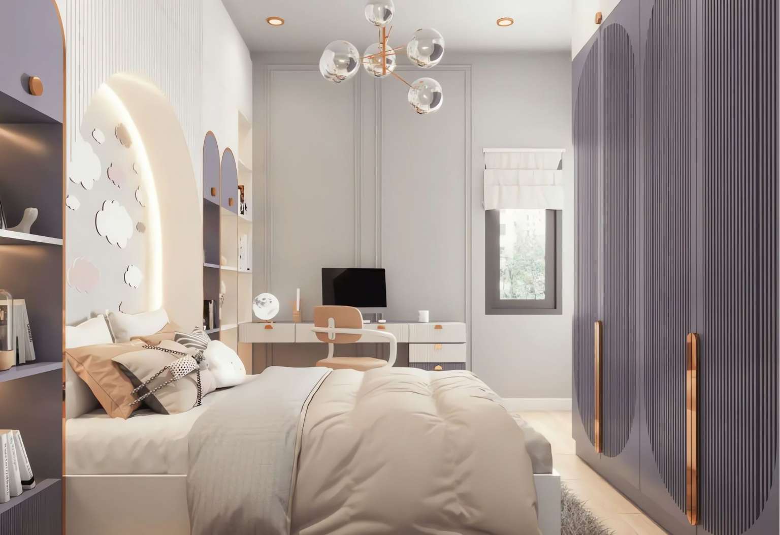 Bàn học với thiết kế nhiều ngăn kéo để các bé gái có thể thuận tiện trong việc lưu trữ đồ dùng học tập Bàn học với thiết kế nhiều ngăn kéo để các bé gái có thể thuận tiện trong việc lưu trữ đồ dùng học tập