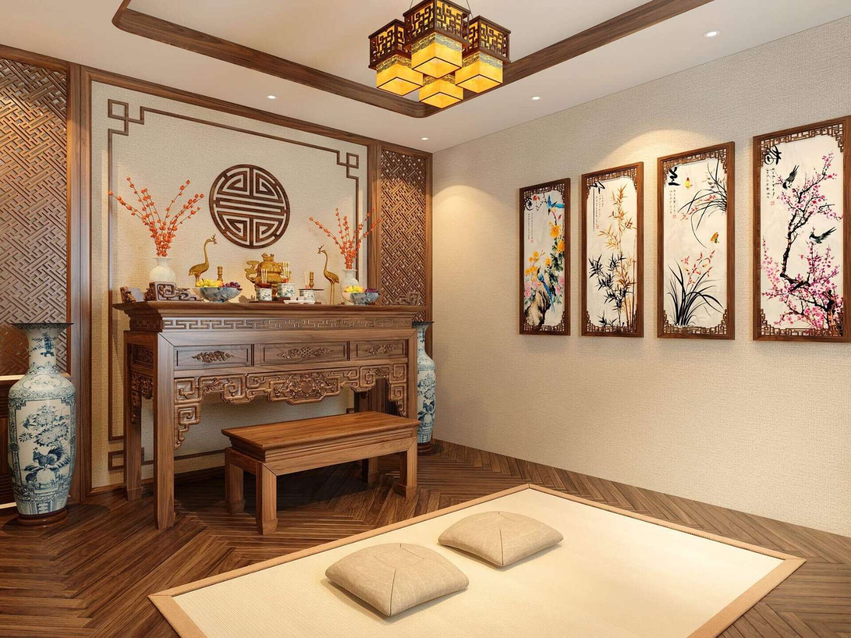 Mẫu phòng thờ với nội thất gỗ óc chó cao cấp do Mê Nội Thất thực hiện Mẫu phòng thờ với nội thất gỗ óc chó cao cấp do Mê Nội Thất thực hiện